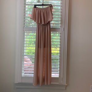 Rose blush Strapless maxi dress